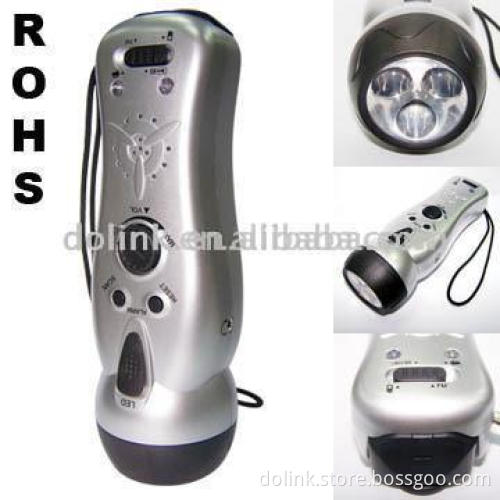 Crank Dynamo Led Flashlights with Radio and Mobile Phone Chargers
